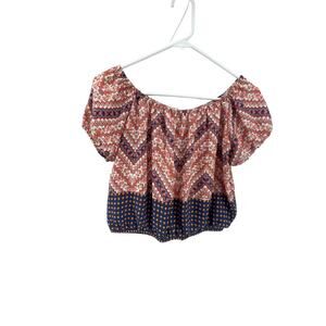 Necessary Objects Printed Short Sleeve Blouse Women's Size Small